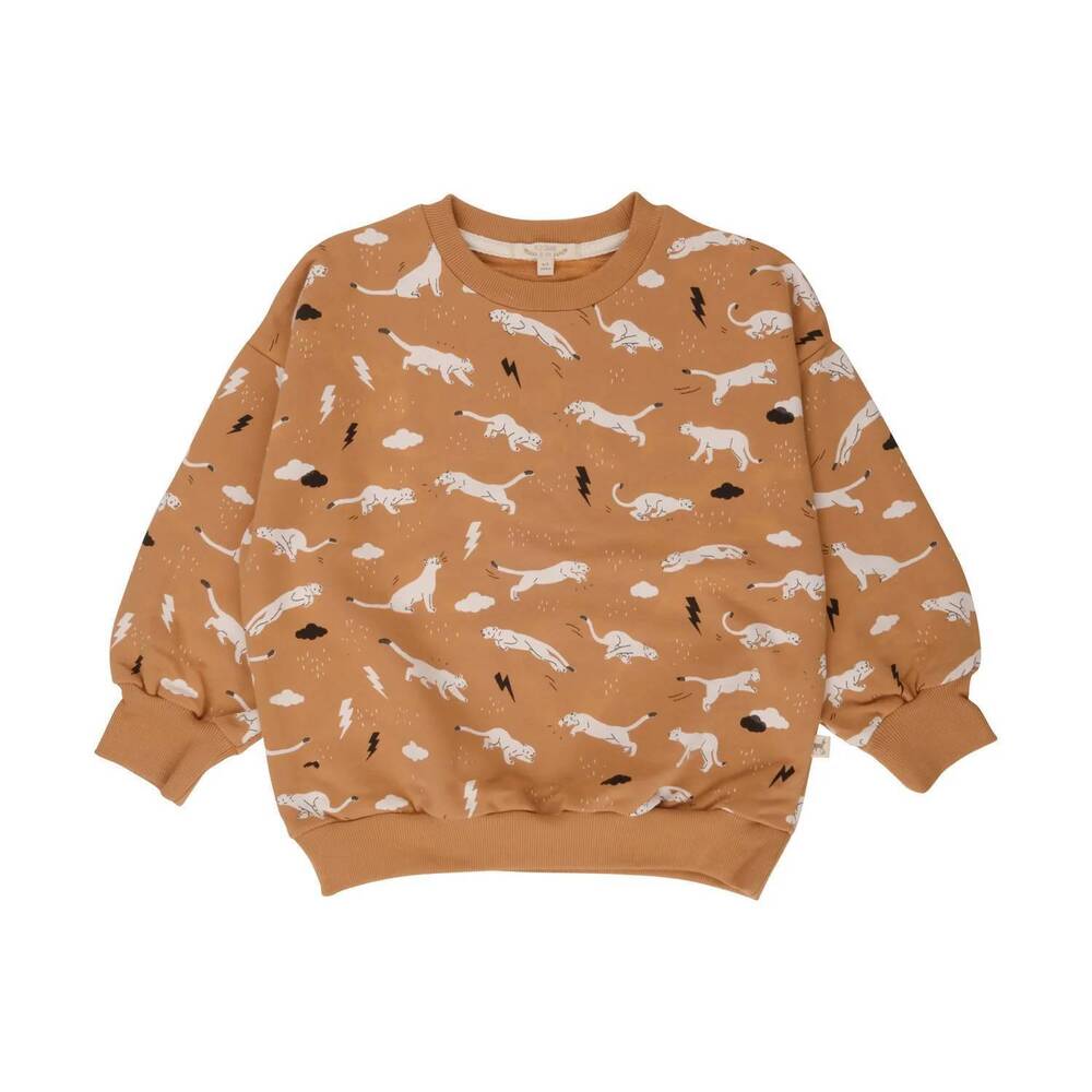 NEW RED CARIBOU girls thunder puma print sweatshirt in doe